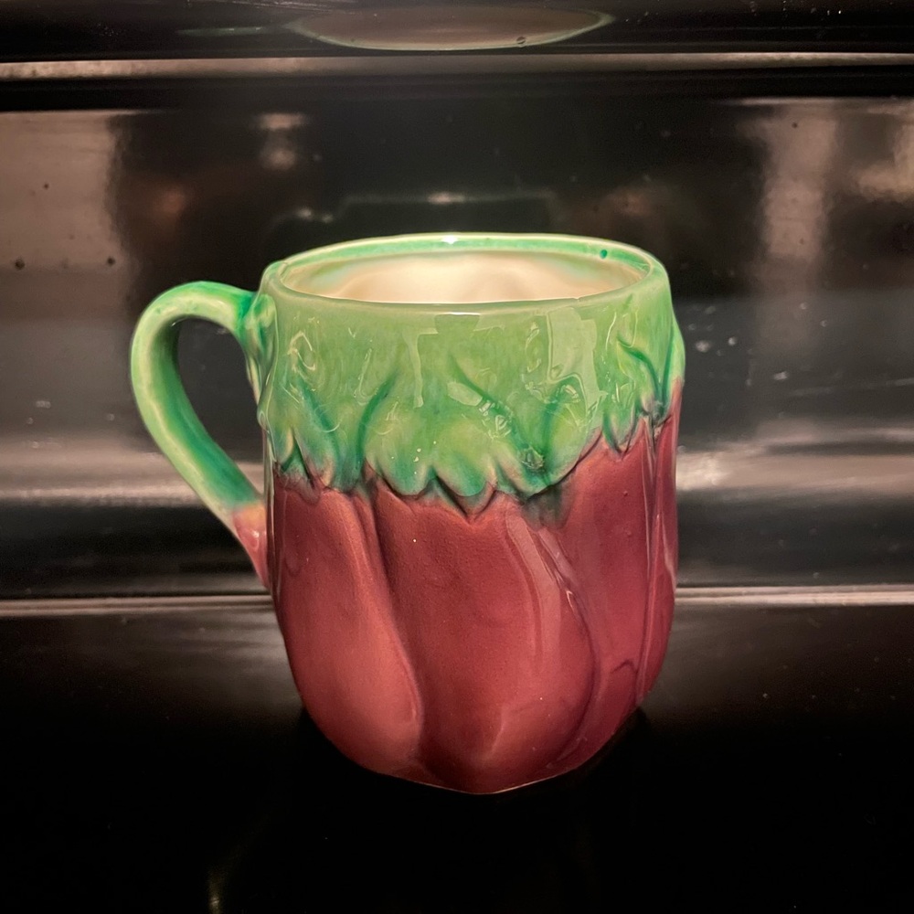Handcrafted Green and Red Ceramic Mug